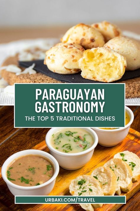 Indulge your taste buds in the flavorful and unique cuisine of Paraguay with our top 5 must-try foods! A blend of Guarani and Spanish recipes, traditional Paraguayan food is a feast for the senses. From hearty stews like bife koygua and pira caldo to light street food like chipa and mandi'ó cake, there is something for every appetite. Don't forget to try local sweets like dulce mamón and vegetarian favorites like kivevé. And when the heat is too much, cool down with a refreshing tereré... Paraguayan Recipes, Cornbread Souffle, Paraguayan Food, Paraguay Recipes, Paraguay Food, Chewy Bread, Recipes Meat, American Foods, Foods To Try