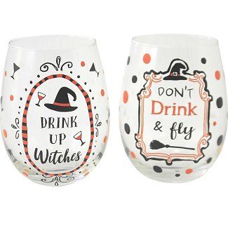 Halloween Kitchen & Dining : Target Cricut Glasses, Indoor Halloween Decorations, Wine Crafts, Things Quotes, Witches Hats, Candle Luminaries, Witch Party, Black Witch Hat, Decorated Wine Glasses