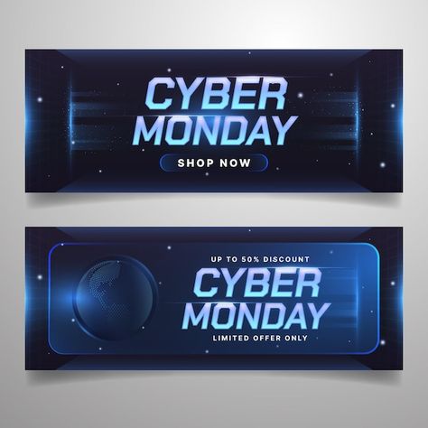 Gradient futuristic cyber monday horizon... | Free Vector #Freepik #freevector #cyber-sale #banner-set #clearance #ecommerce-banner Vector Gradient, Retro Futuristic, Futuristic Design, Poster Template, Banner Design, Blockchain, Graphic Resources, Banners, Vector Free