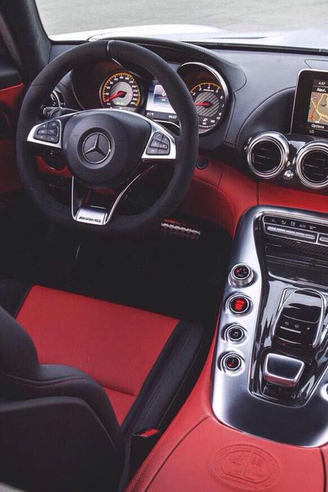 Red on Black Interior tho ❤️ Mercedes Gts, Amg Gts, Mercedes Auto, Mercedes Interior, Mercedes S550, Black Mercedes Benz, Mercedes Suv, Cars Mercedes, Mercedes G Wagon