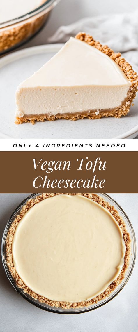 Image for Vegan Tofu Cheesecake Vegan Cheesecake Tofu, Vegan Air Fryer Desserts, Silken Tofu Recipes Dessert, Tofu Dessert Recipes, Vegan Cool Whip, Tofu Desserts, Vegan Tofu Cheesecake, Whipped Tofu, No Bake Vegan Cheesecake