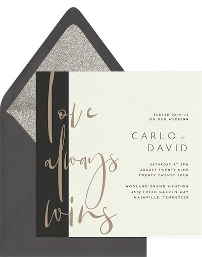 Gay Wedding Invitations: What to Include, Plus 4 Designs You’ll Love Gay Wedding Invitations, Moon Hotel, Invitation Wording, Gay Wedding, Wedding Invitation Wording, Custom Wedding Invitations, Wedding Invites, Watercolor Wedding, Time To Celebrate