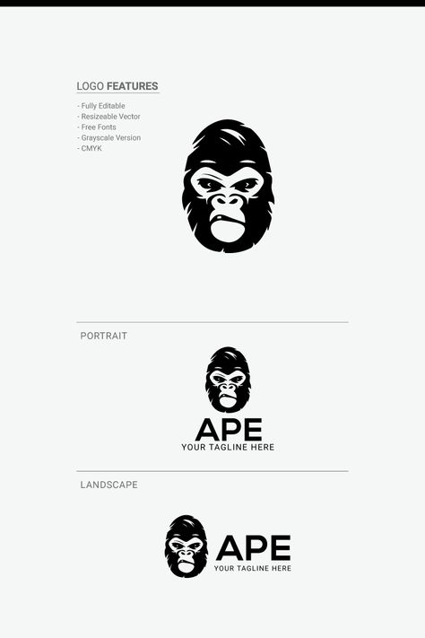 Ape Logo Design, Support Logo, Pet Logo, Logo Design Collection, Web Studio, Unique Branding, Pet Logo Design, Corporate Design, Animal Logo