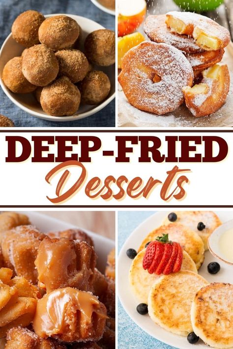 These deep-fried desserts may be sinful, but they're worth it! From Oreos to cheesecake to apple fritters, indulge in these incredible deep-fried treats. Fried Deserts, Deep Fried Fair Food, Food Truck Desserts, Fried Desserts, Fried Ice Cream Recipe, Deep Fried Desserts, Deep Fryer Recipes, Deep Fried Bananas, Fried Cheesecake