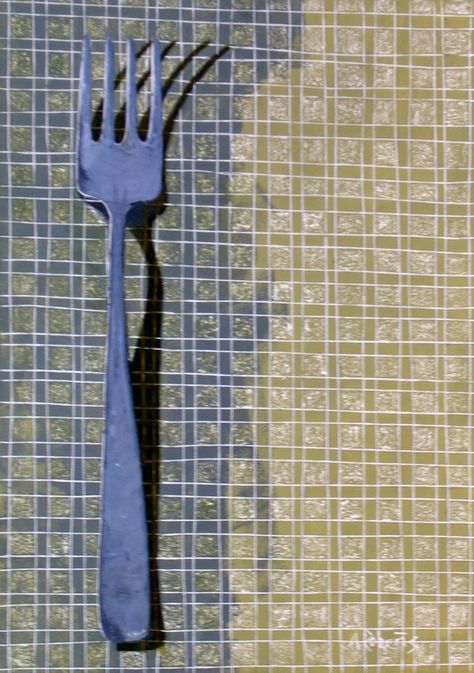 Fork - Anna Roberts Fork Painting, Still Life Fine Art, Fork Art, Painting Kitchen, Titanium White, Kitchen Wall Decor, Still Life Painting, Affordable Art, Miniature Painting