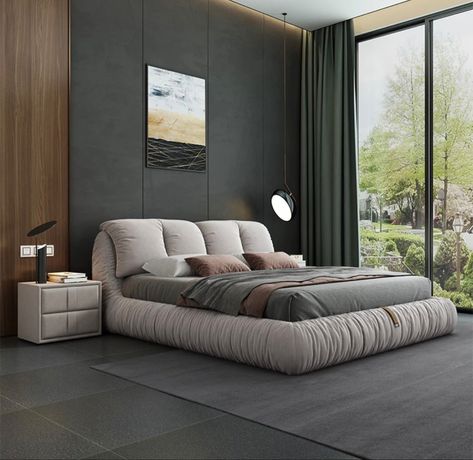 Minimalist Cream luxury puffy bed Puffy Bed Frame, Modular Bed Design, Puffy Bed, Headboard Modern, Bedroom Inspirations Master, Stylish Bedroom Design, Minimalist Bed, Luxury Room Bedroom, Design Tv