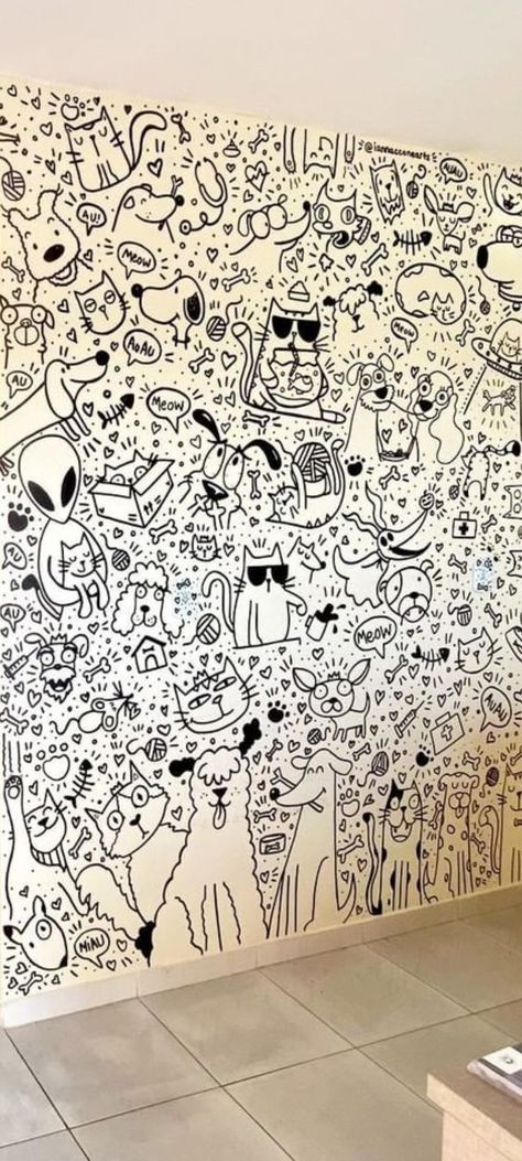 Doodle Bedroom Wall, Creative Wall Design Office Art Ideas, Wallpaintings Ideas Bedroom Aesthetic, Wall Drawings Bedroom, Doodle Wall Painting, Wall Doodle Art Bedroom, Wall Doodle Art, Wallpaintings Ideas, Wall Drawing Bedroom