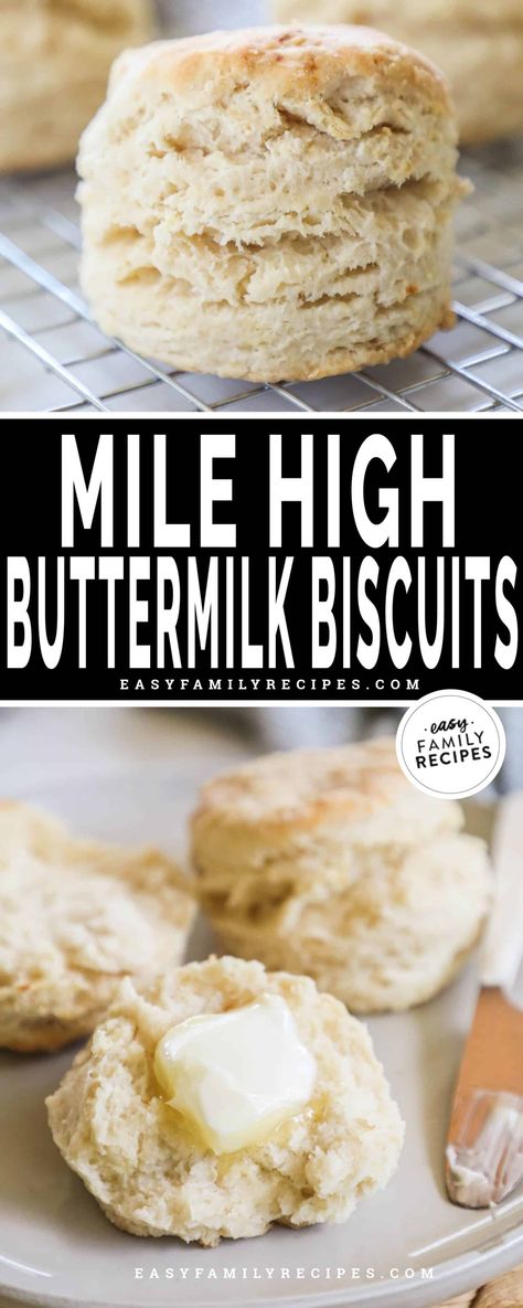 Mile High Biscuits {Best Buttermilk Biscuits!} · Easy Family Recipes Powdered Buttermilk Recipes, Mile High Biscuits, Yeast Biscuits, Best Buttermilk Biscuits, Buttermilk Biscuits Easy, Southern Buttermilk Biscuits, Easy Biscuit, Baking Soda Biscuits, Baking Powder Biscuits