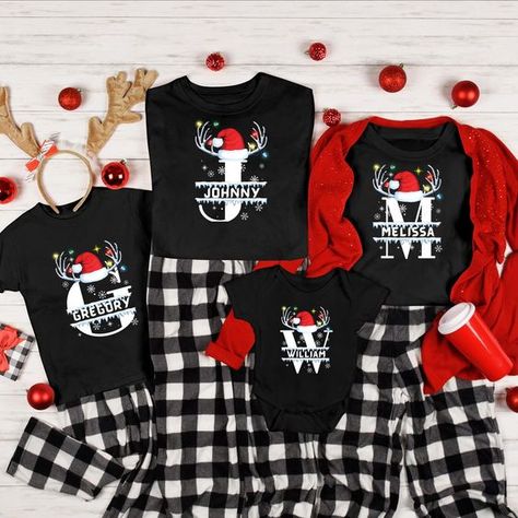 Customized Christmas Family T-Shirt with Initial I along with Your Name - Perfect Holiday Attire! Christmas t shirt #christmastshirt T shirt #tshirt t-shirt #t_shirt t shirts #tshirts t-shirts #t_shirts T shirt design #tshirtdesign T-shirt designs #t_shirtdesign T shirts designs #tshirtsdesigns 5.41 Matching Family Christmas Shirts, Personalized Christmas Shirts, Funny Pajamas, Pajamas Christmas, Retirement Shirts, Christmas Names, Matching Christmas Pajamas, Christmas Matching, Holiday Attire