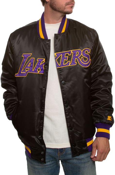 Satin Varsity Jacket, Lakers Jacket, Los Angeles Basketball, Los Angeles Shopping, Satin Jacket, Jersey Outfit, Aviator Jackets, Letterman Jacket, Satin Jackets