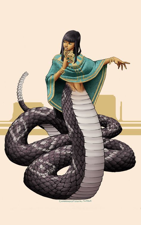 Monster Girl Challenge: Naga by TravJames on DeviantArt Yuan Ti, World Mythology, Hindu Mythology, Mythological Creatures, Afro Art, Arte Fantasy, A Snake, Monster Girl, Magical Creatures