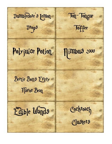 Harry Potter Food Labels Printables Free, Harry Potter Food Labels, Harry Potter Sweets, Harry Potter Snacks, Harry Potter Printables Free, Harry Potter Font, Every Flavor Beans, Cumpleaños Harry Potter, Harry Potter Bday