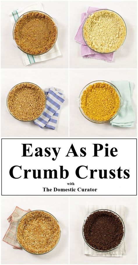 These 6 pie crumb crust recipes can be a dessert game-changer for the new baker because they are so fast and forgiving to prepare.  #cereal #cracker #crumbs #crust #desserts #easy #graham #no-bake #fillings #pie #pretzel #recipes #saltine Cookie Crumb Pie Crust Recipe, Cookie Crumb Pie Crust, Crumb Crust For Pie, No Bake Pie Crust, Crumb Pie Crust, Bariatric Keto, Cookie Crumb Crust, Goodies Recipes, Lemon Cheesecakes