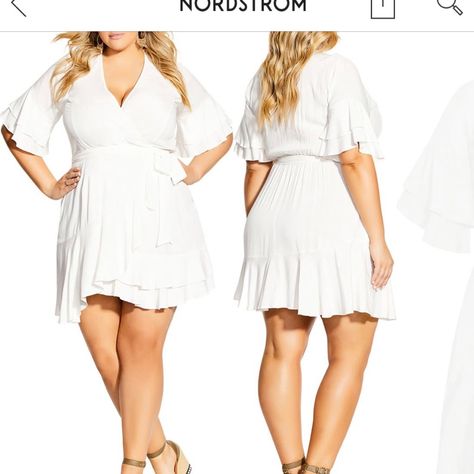 Both (Two Dresses) Size 24/Xxl, Removable Matching Self-Tie Belt, Flowy And Breathable Material Plus Size Easter Dress, White Flowy Dress, Fiesta Dress, Easter Dresses, Fun Dress, Ivory Dresses, Review Dresses, Easter Dress, Faux Wrap Dress