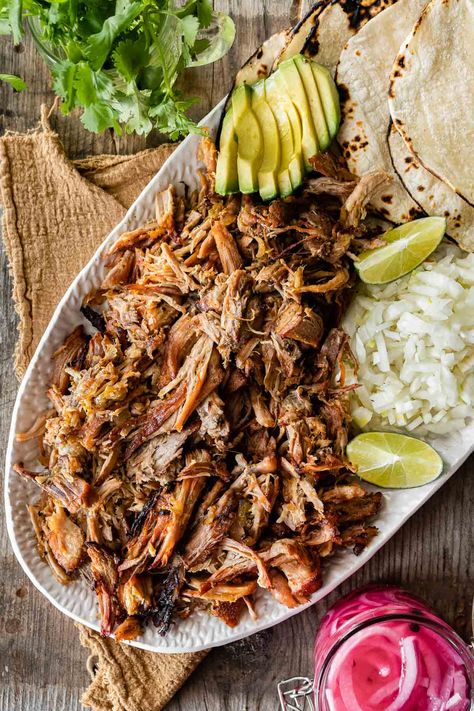 Carnitas Oven, Rice Tortillas, Leftover Carnitas, Instant Pot Carnitas Recipe, Pork Oven, Pork Carnitas Recipe, Pork Carnitas Slow Cooker, Dinner Then Dessert, Pork Salad