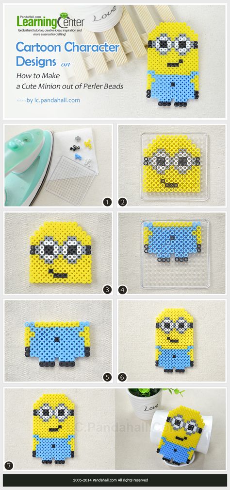 Cartoon Character Designs on How to Make a Cute Minion out of Perler Beads Minion Stuff, Melty Bead Patterns, Cute Minions, Hama Beads Design, 8bit Art, Hama Bead, Motifs Perler, Hama Beads Patterns, Diy Perler Beads