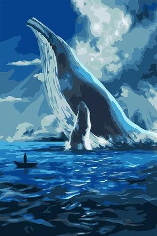 Deep Sea Animals, Big Blue Whale, Big Whale, Diy Paint By Numbers, Easy Diy Paint, Whale Painting, Water Based Acrylic Paint, Painting Picture, Ocean Landscape