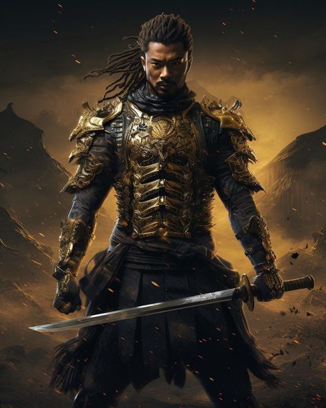 Mughal Art Paintings, Black Armor, Samurai Artwork, African Royalty, Dungeons And Dragons Classes, Fantasy Battle, Dark Anime Guys, Dark Art Drawings, Black Characters