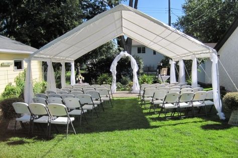 Small Tent Wedding, Tent Wedding Ceremony, Wedding Reception On A Budget, Backyard Wedding Decorations, Fall Backyard, Backyard Wedding Ceremony, Diy Wedding On A Budget, Diy Backyard Wedding, Small Backyard Wedding