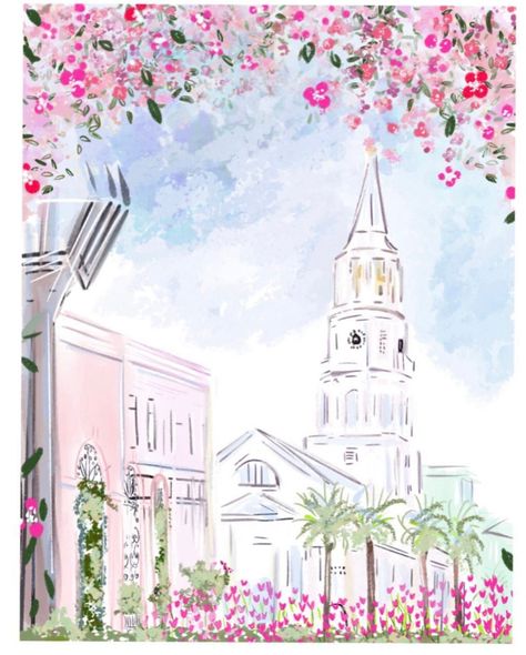 Spring in Charleston -- the most wonderful time of the year! Hang this piece anywhere around your own home or present it as a gift to your favorite South Carolina history buff! Perfect as a stand-alone piece or sprinkle in more prints from my Charleston collection with your own photos & historical artifacts to create a charming gallery wall! Details: Printed on fade resistant 19pt Savoy Cotton archival paper with archival-quality inks (frame not included) Do you have your heart set on a destinat South Carolina History, Charleston Art, Wonderful Time Of The Year, Summer Wallpaper, Historical Artifacts, Time Of The Year, New Yorker, Wonderful Time, Artifacts