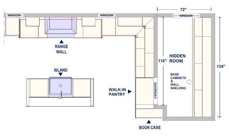 Pantry Dimensions, Pantry Plans, Pantry Layout, Kitchen Floor Plan, Hidden Pantry, Pantry Room, Kitchen Floor Plans, Desain Pantry, Kabinet Dapur