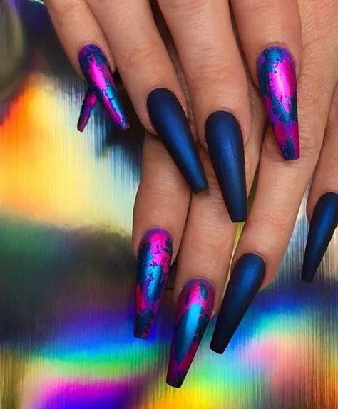 Coffin Nails Matte, Holo Nails, Nail Swag, Foil Nails, Coffin Nails Designs, Pretty Acrylic Nails, Fancy Nails, Dope Nails, Best Acrylic Nails