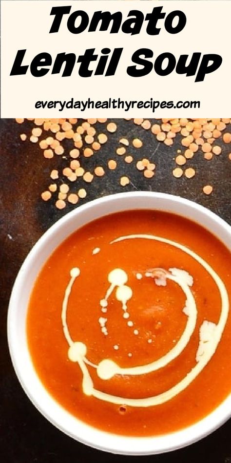 Tomato And Lentil Soup, Tomato Lentil Soup, Tomato Lentils, Cream Of Tomato, Healthy Vegetarian Dinner, Food Blogging, Vegan Soup Recipes, Sweet Potato Soup, Healthy Comfort Food