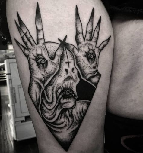 Monster Tattoo, M Tattoos, Scary Tattoos, Forearm Tattoo Design, Creepy Tattoos, Gothic Tattoo, Horror Tattoo, Knee Tattoo, Next Tattoo