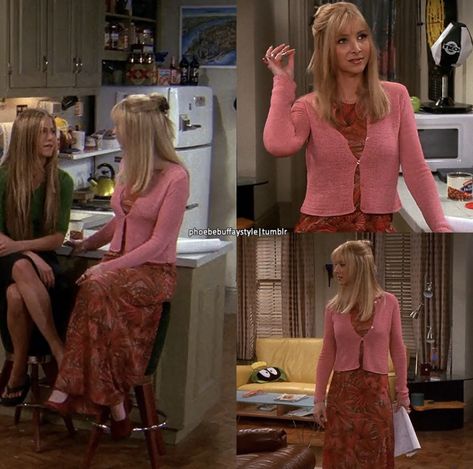 Pheobe Buffay Outfit, Phoebe Friends, Phoebe Buffay Outfits, Vivienne Tam, Phoebe Buffay, Tv Show Outfits, Alternative Style, 90s Outfit, Print Midi Dress