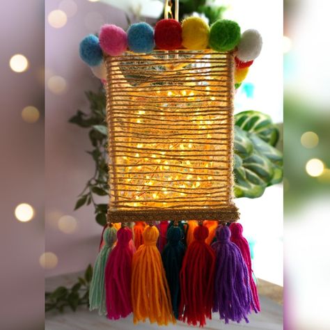 Diy Diwali Lanterns Ideas, Diwali Lanterns Handmade, Diwali Lanterns Ideas, Diwali Lamps Handmade, Lantern Making Ideas For Diwali, Diwali Lanterns Diy How To Make, Diwali Craft Handmade, Candle Holders Clay, Diwali Thali