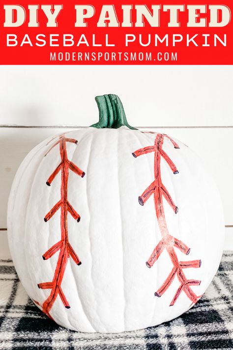 Simple Pumpkin Painting Ideas, Baseball Pumpkin, Easy Pumpkin Painting Ideas, Easy Pumpkin Painting, Baseball Painting, Cute Pumpkin Carving, Free Thanksgiving Printables, No Carve Pumpkin Decorating, Pumpkin Decorating Contest