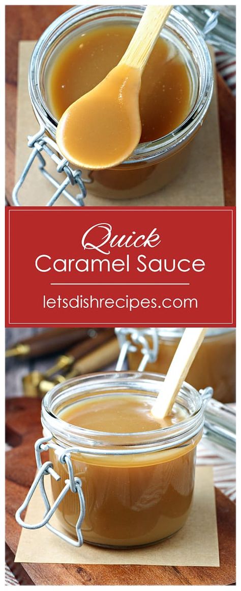 Quick Caramel Sauce Recipe -- Make decadent homemade caramel sauce on the stovetop in about 10 minutes with this easy recipe using ingredients you probably have on hand. Perfect for topping ice cream, cake, apple pie and so much more. #caramel Caramel Sauce Evaporated Milk, Cake And Sauce Recipe, Quick And Easy Caramel Sauce, Caramel Sauce Recipe Easy, Homemade Caramel Sauce Recipe, Slow Cooker Caramel Sauce, How To Make Caramel With Condensed Milk, Caramel Sauce For Cake, Condensed Milk Caramel Stove Top