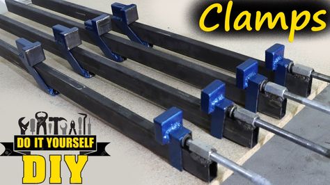 Today I would like to introduce how to make clamps. This clamp was built in open-close quick action. It will very useful for you in work everyday. Clamps Diy, Welding Works, Welded Furniture, Clamp Tool, Carpentry Projects, Metal Working Tools, Diy Metal, Diy Youtube, Steel Bar