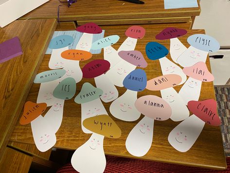 Mushroom Door Decs, Easy Door Decs Ra, Dorm Door Name Tags, Mushroom Classroom Theme, Dorm Floor Themes Resident Assistant, College Door Decs, Door Decorations Ra, Ra Hall Themes, Ra Floor Themes