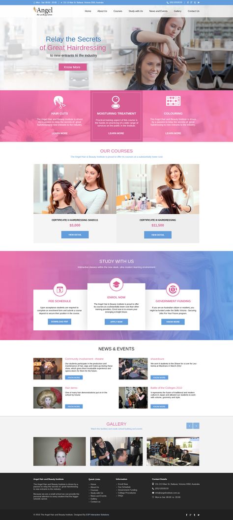 Hairdressing Institution website Design Institute Website Design, Beauty Web, Hairdresser Salon, Ui Design Website, Beauty Saloon, Web Design Inspiration, Beauty Salon, Hair Designs, Landing Page