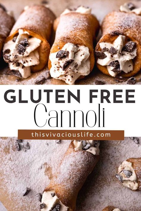 Finally, delicious Gluten Free Cannolis are within reach. And you can have them in the comfort of your own home without any risk of cross contamination. Gluten Free Dairy Free Cannoli, Gluten Free Canolis, Gluten Free Cannoli Shells, Gluten Free Cannoli, Mom Desserts, Gluten Free Tiramisu, Gf Pizza, Gf Snacks, Baking Therapy