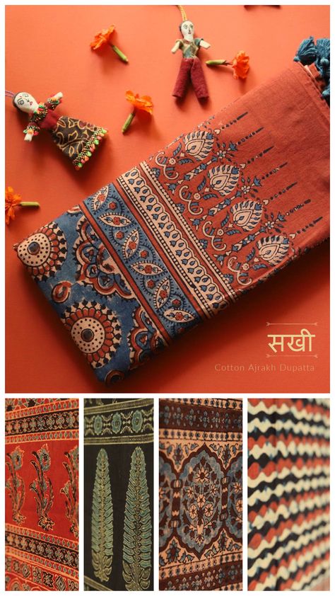 Cotton Prints Textiles, Handicraft Photography, Ajrakh Prints Pattern, Fabric Photography Ideas, Fabric Flatlay, Ajrakh Motifs, Fabric Shoot, Textile Photography, Ajrakh Dupatta