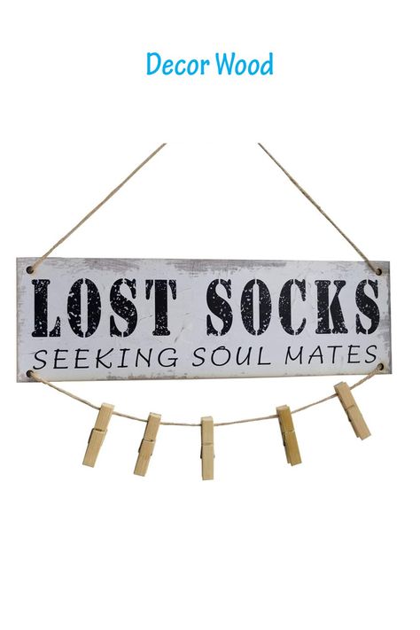 You may see this pin at home and kitchen broad or if you want to purchase we recommend you to the link ! Missing Socks Sign, Missing Socks, Wood Pins, Laundry Room Wall, Laundry Room Wall Decor, Laundry Sign, Lost Socks, Funny Decor, Laundry Signs