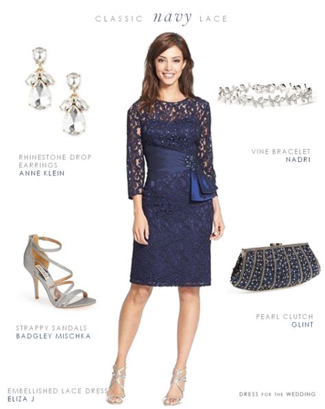 Navy blue lace dress for a wedding guest. mother of the bride, or mother of the groom Navy Dress Accessories, Blue Dress Accessories, Navy Blue Formal Dress, Navy Cocktail Dress, Navy Blue Cocktail Dress, Navy Blue Lace Dress, Navy Lace Dress, Wear To Work Dress, Blue Dress Formal