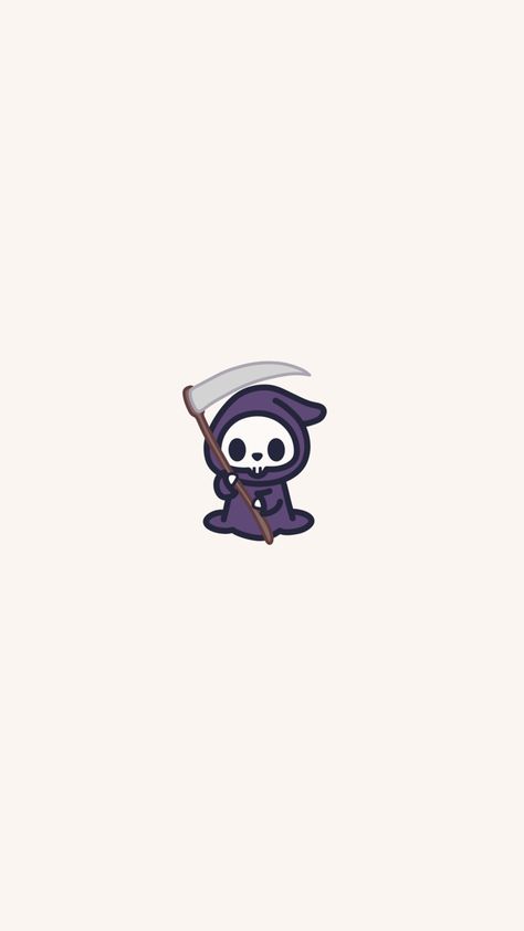 Cute grim reaper in purple robes with scathe Reaper Cartoon, Grim Reaper Cartoon, Grim Reaper Drawing, Cute Grim Reaper, Reaper Drawing, Badass Drawings, Grim Reaper Tattoo, Halloween Wallpaper Iphone Backgrounds, Reaper Tattoo