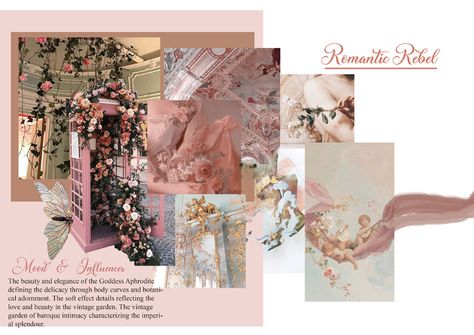 Portfolio - Romantic Rebels on Behance Fashion Design Inspiration Board, Mood Board Fashion Inspiration, Fashion Illustration Portfolio, Fashion Portfolio Layout, Flower Road, 포트폴리오 레이아웃, Fashion Layout, Fashion Design Portfolio, Fashion Themes