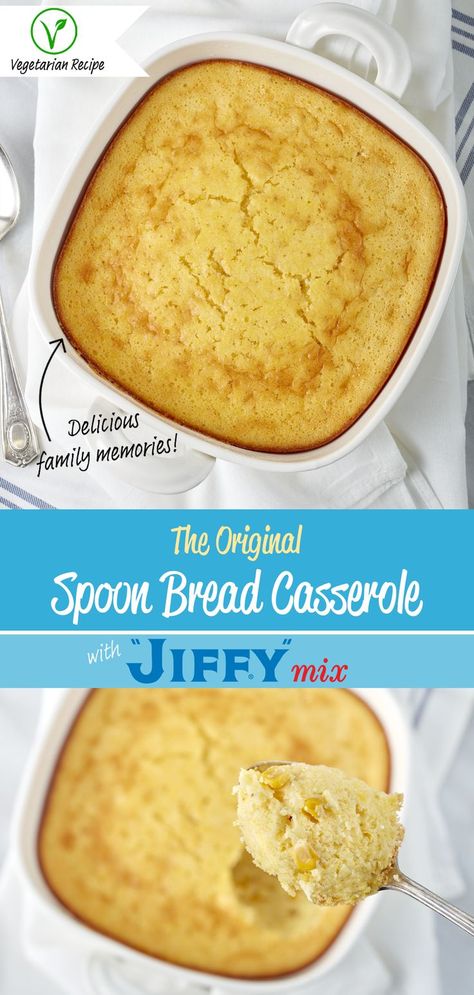 Spoon Bread Casserole, made with “JIFFY” Corn Muffin Mix, is as much of an American holiday tradition as "grandma's secret recipes"... and it just might be one of them.

What's your favorite way to incorporate "JIFFY" Mix into your holiday menu? Let us know with the hashtag #HowDoYouJIFFY! Spoonbread Jiffy, Jiffy Spoon Bread Casserole, Jiffy Mix Corn Casserole Recipe, Spoon Cornbread Jiffy, Kentucky Spoon Bread Jiffy, Spoonbread Cornbread Jiffy, Sweet Corn Spoon Bread Jiffy, Jiffy Corn Muffin Mix Recipes Spoon Bread, Corn Spoon Bread Jiffy