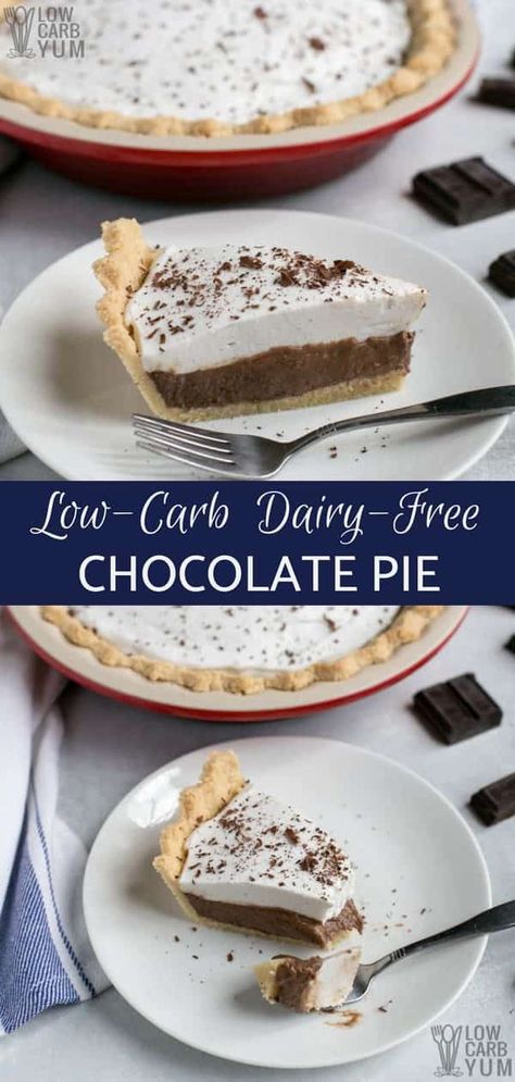 Keto Chocolate Pie, Dairy Free Pies, Dairy Free Low Carb, Keto Treats, Chocolate Pie Recipes, Low Carb Low Fat Recipes, Low Carb Cake, Mug Cakes, Chocolate Cream Pie