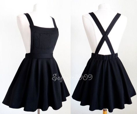 Ladies Dungarees, Wedding Dress Black, Skirt Tulle, Overall Skirt, Kawaii Clothes, Black Dresses, Teen Fashion Outfits, Kawaii Fashion, Lany