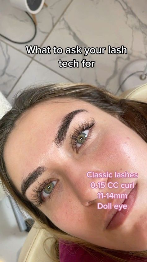 What To Ask Your Lash Tech For, Classic Level 1 Lashes, Eyelash Extensions For Upturned Eyes, Classic Lash Extensions 14mm, Cc Classic Lashes, Natural Eyelash Extensions Doll Eye, Different Lashes Styles, Classic Style Lash Extensions, Wispy Lashes Doll Eye