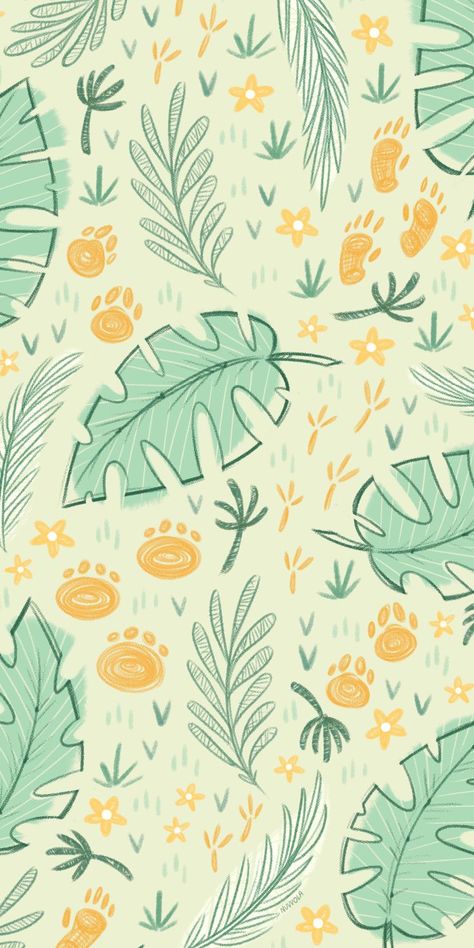 Ready for a fun safari adventure in the jungle? Put your binoculars on and spot every animal track hidden in the leaves! Nature awaits! I got the inspiration for this pattern from the "Joyful Jungle" challenge on Spoonflower, and a bright color palette with green and yellow accents was the first thing that popped in my mind! It was so fun doodling all the animal tracks 🐾 , but I also spent a huge amount of time getting all the elements together x_x Let me know if you like it! Color Palette With Green, Palette With Green, Safari Baby Girl, Animal Tracks, Kids C, Jungle Adventure, Color Palette Bright, Safari Adventure, Safari Theme