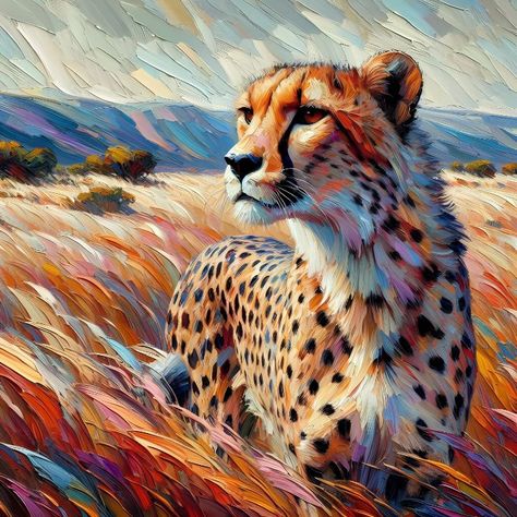 Cheetah's Gaze - DarkirStorm Cheetah Painting, Warm Color Palette, The Cheetah, Warm Colour Palette, Cheetahs, African Safari, Create Image, Abstract Landscape, Realism