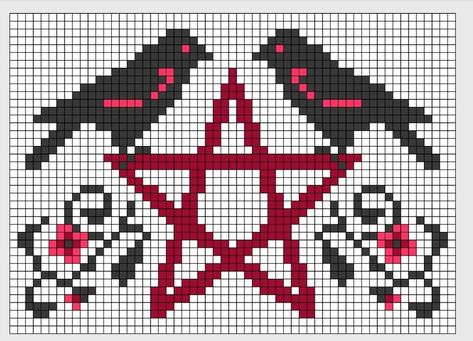 Occult Pixel Art, Pixel Goth Art, Pentagram Pixel Art, Witchy Alpha Pattern, Cool Alpha Patterns, Cross Pixel Art, Witchy Pixel Art, Witch Pixel Art, Punk Pixel Art