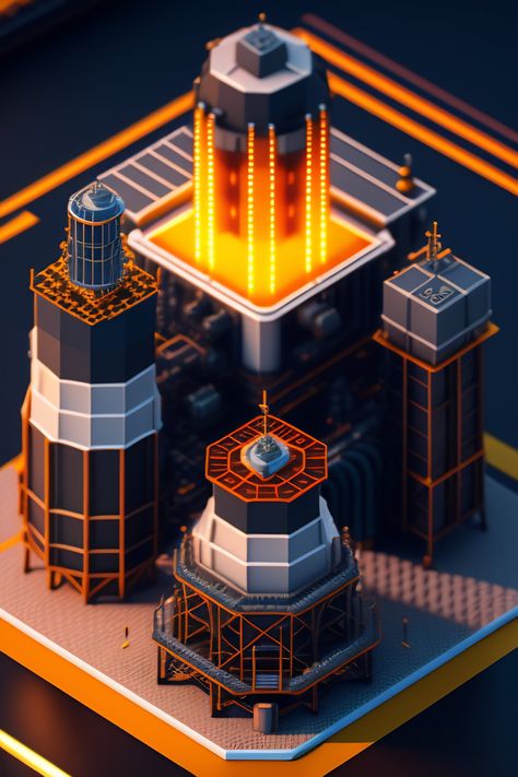 Detailed isometric power plant nuclear, pixel art, unreal engine voxel render Minecraft Nuclear Plant, Minecraft Base, Moon Drawings, Base Ideas, Isometric Drawing, Nuclear Plant, Sun And Moon Drawings, Nuclear Reactor, Isometric Art