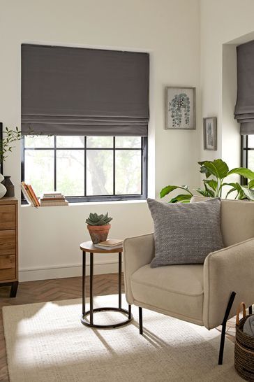 A perfect addition to any room, this 100% cotton blind features a blackout lining, eliminating outside light and keeping the room warmer in winter, and cooler in summer. The roman blind design folds neatly to add dimension to your space when open, and flattens out completely when closed. Available in a wide range of colours whatever your style. Machine washable. Main 100% Cotton. Lining 52% Polyester, 48% Cotton with acrylic backing. The width measurements quoted are the total product width incl Roman Blackout Blinds, Fold Up Blinds, Living Room Colour Ideas, Modern Roman Blinds, Room Colour Ideas, Roman Blinds Design, Roman Blinds Bedroom, Roman Blinds Living Room, Blind Design